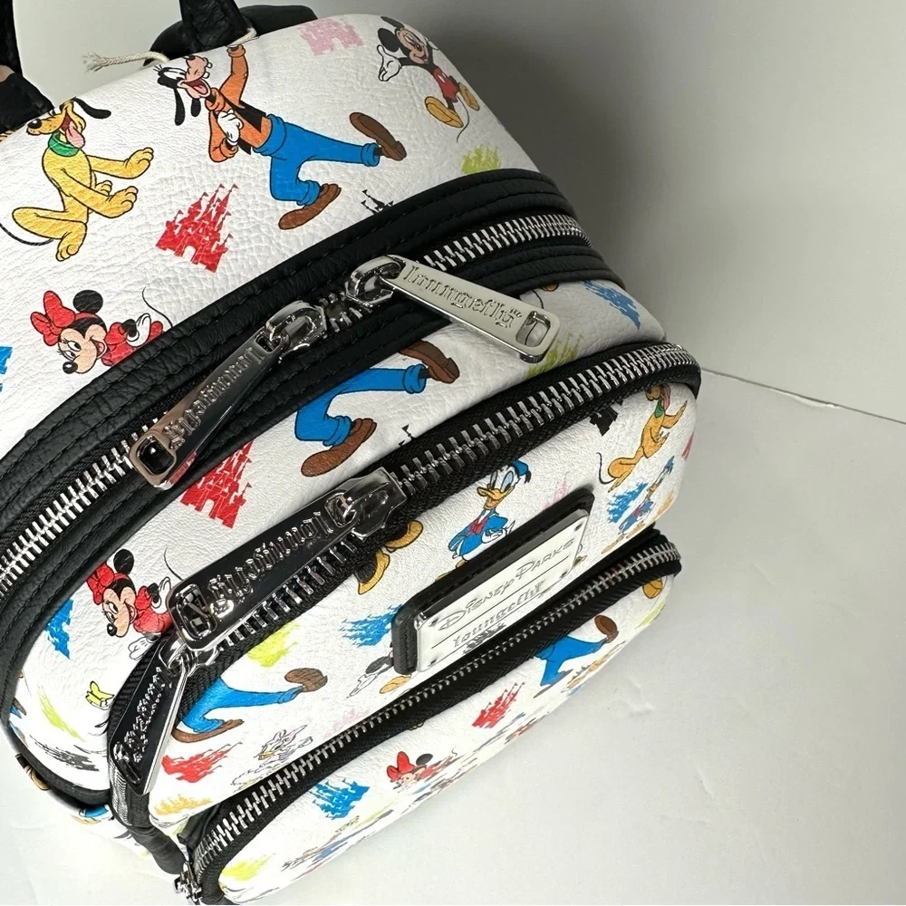 Loungefly Disney Parks Fab 5 Mickey Minnie Goofy Donald Pluto Mini Backpack